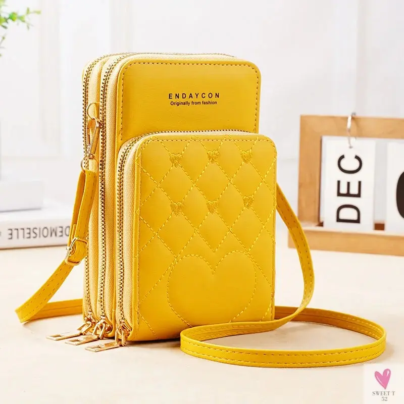 Large Capacity Multi-Functional Fashion, Simple Small Shoulder Bag - Three Layer Zip-up Mobile Phone Bag for Women