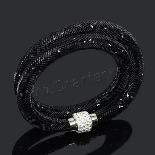 Crystal Mesh Net Double Bracelets, Multicolor Crystal Charm Bracelets For Women & Girls