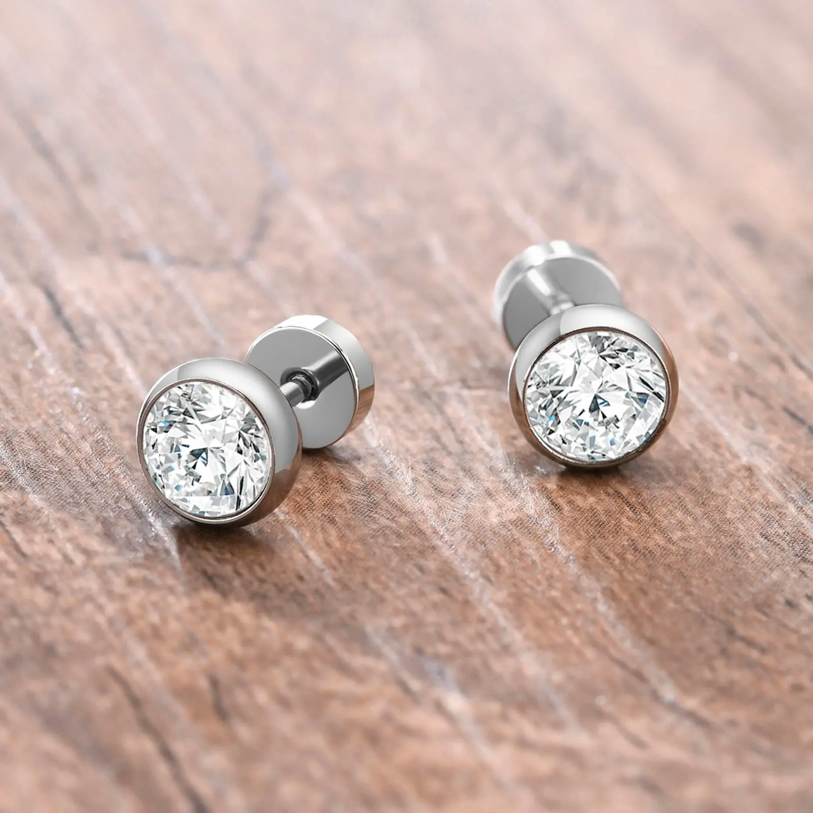 Stud Earrings in Stainless Steel for Men and Women - Hip Hop Earrings