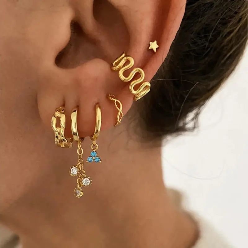 Gold Color Cute Water Drop Earrings For Women & Girls - Zircon Piercing Huggies/Hoop Dangle Earrings