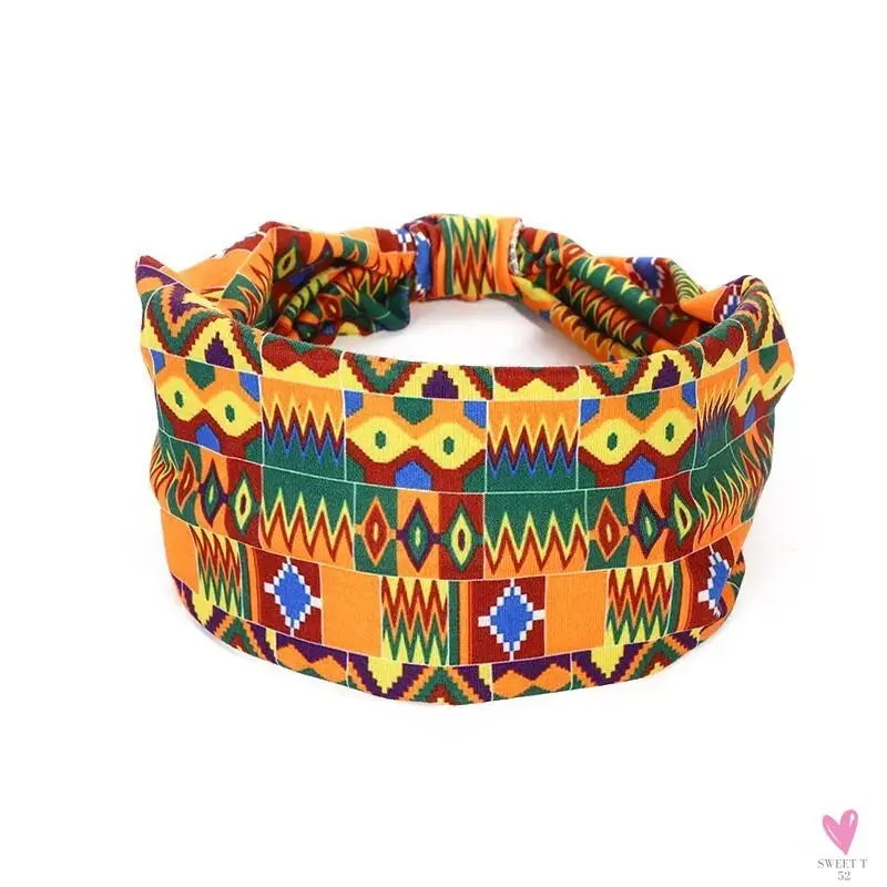 African and Bohemian Twisted Wide Cotton Stretch Headbands for Women & Girls - Headwrap/Turban Headwear, Bandana Headbands