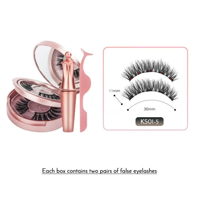 Double Layer Magnetic False Eyelashes & Eye Liner With Tweezers for Women and Girls