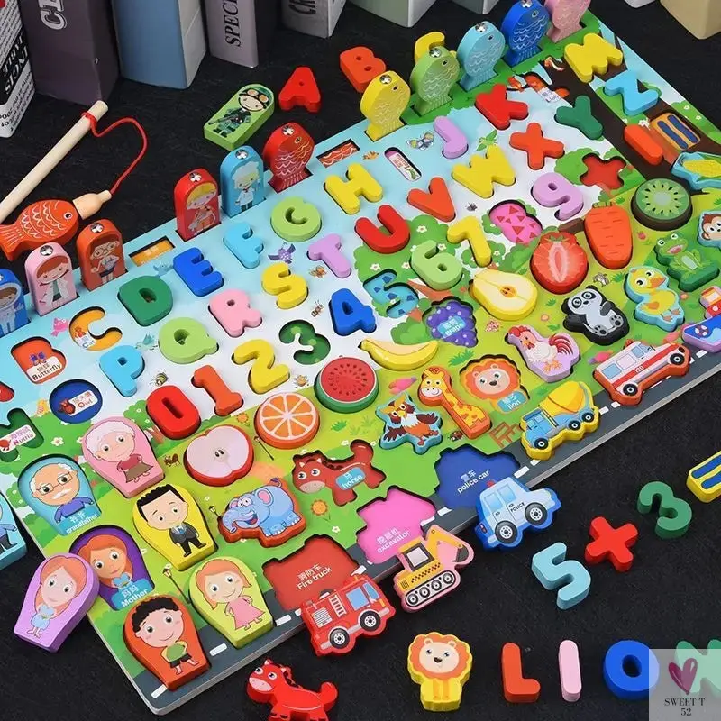 Wooden Montessori Toys - Kids Busy Board, Animal, Math, Fishing, Numbers Matching, Digital, Shapes - Educational Toys For Children