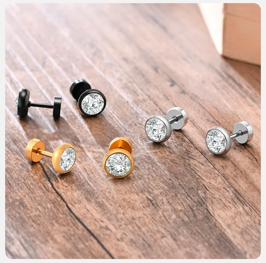 Stud Earrings in Stainless Steel for Men and Women - Hip Hop Earrings