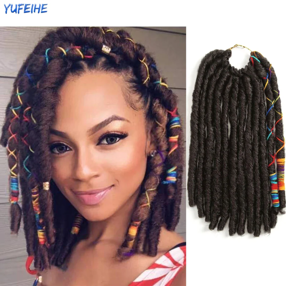 Faux Locs Crochet Hair, Natural Hair Extensions, Synthetic Crochet Braiding Hair, Dreadlocks with Colored Line