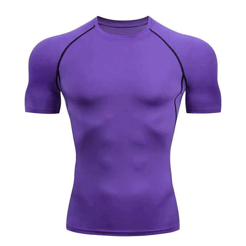 Quick Drying Elastic T-Shirt for Men & Boys, Anti-Wrinkle in 8 Solid Colors for Gym or Sports
