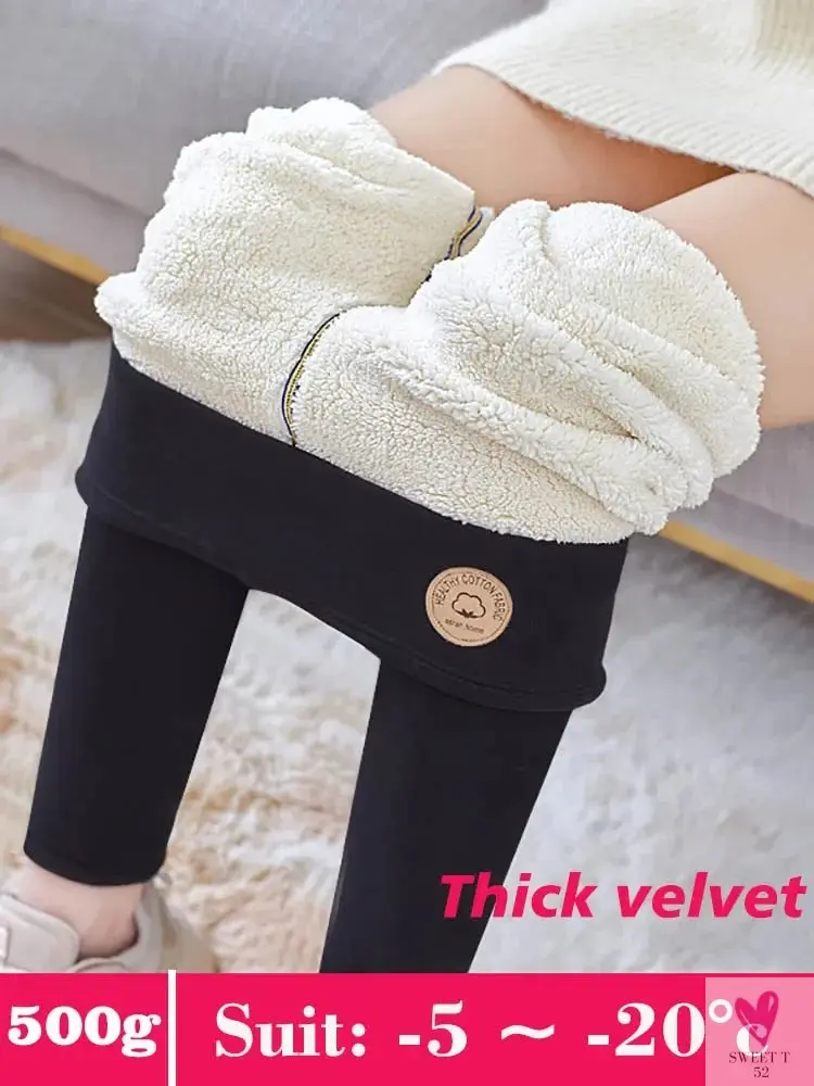Women's Leggings with Fleece Thick Warm Velvet Cotton Tights - Female Legging Pants, Skinny Grey Thermal Leggings for Women