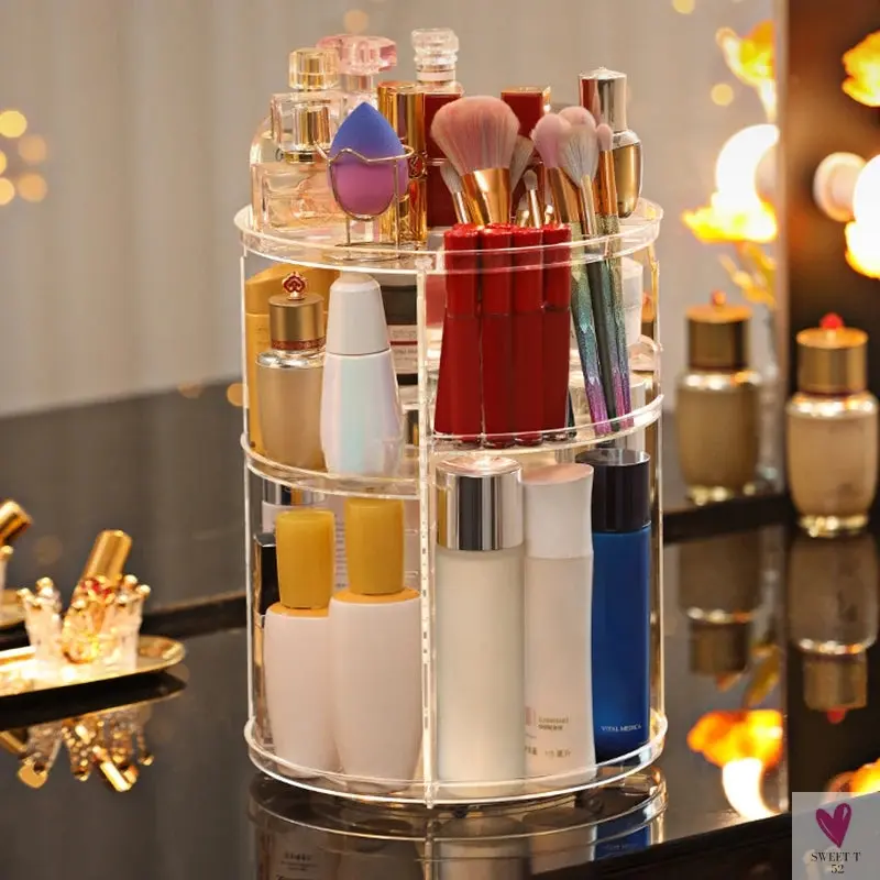 360 Rotating Makeup Organizer - Multi-Function Detachable Dressing Table Makeup Storage Rack, Large Capacity