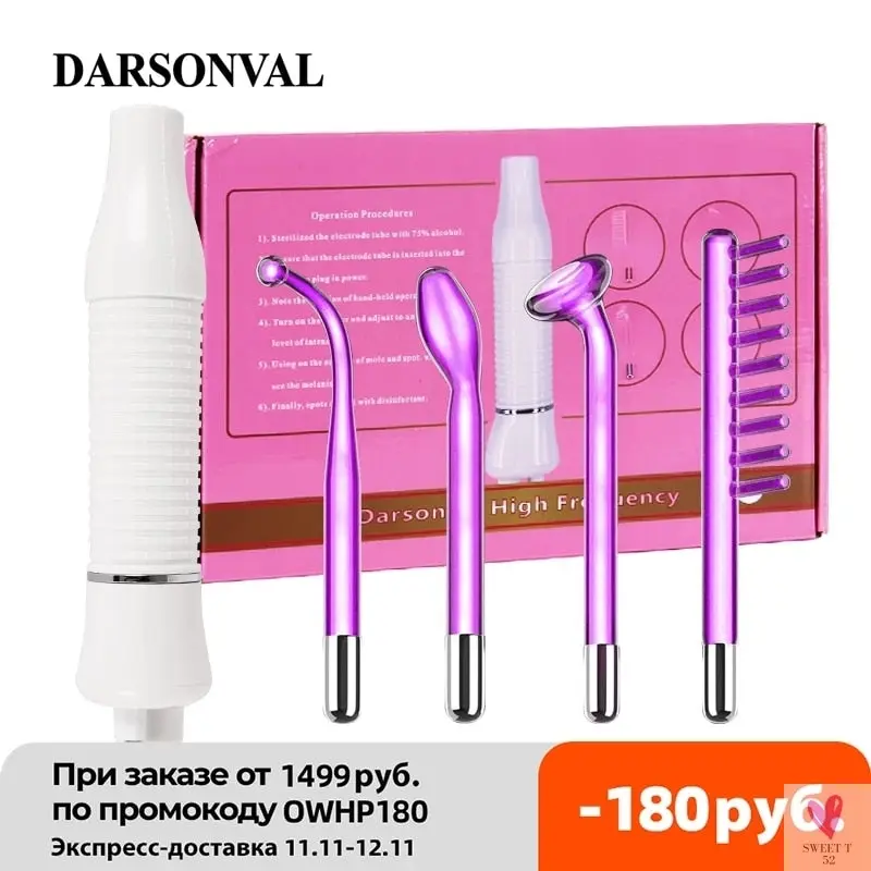 High Frequency Facial Machine, Remove Wrinkles, Acne Tool, Skin Beauty Spa, Electrotherapy Wand Glass  for Women