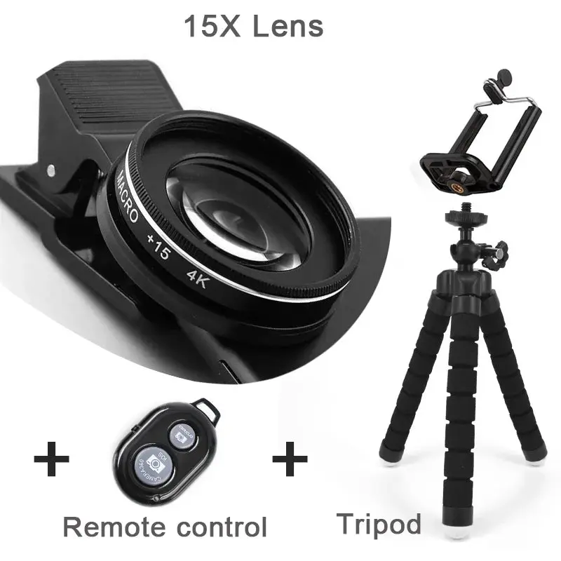 37MM 15X Macro Lens 4K HD Professional Photography Phone Camera Lens - 30X Macro Lens for Smartphone