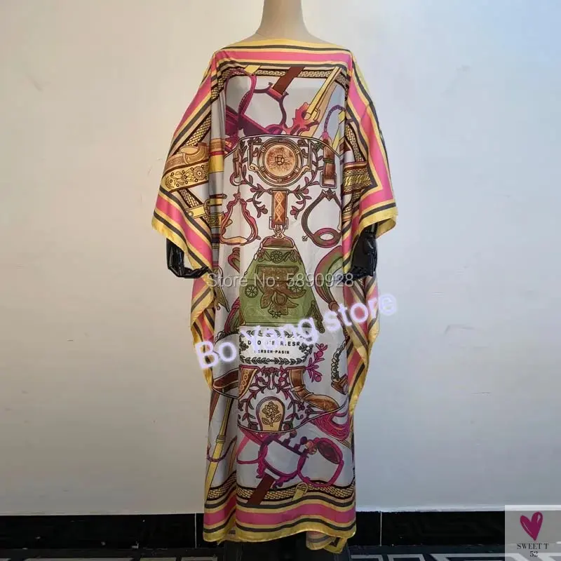 Lady's Silk African Kaftan Dresses - Loose Batwing Sleeve Kaftans