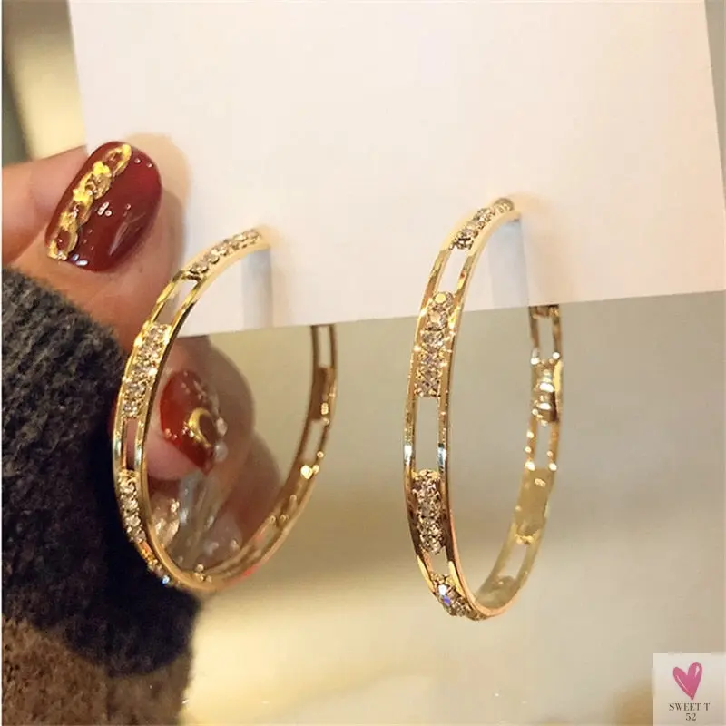 Bijoux Golden Rhinestone/Crystal Hoop Earrings for the Ladies and Girls
