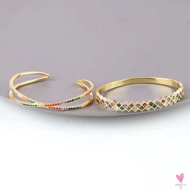 Gold Filled Baguette Cubic Zirconia Bracelet for Women and Girls - Rainbow Luxury jewelry - Tennis Style