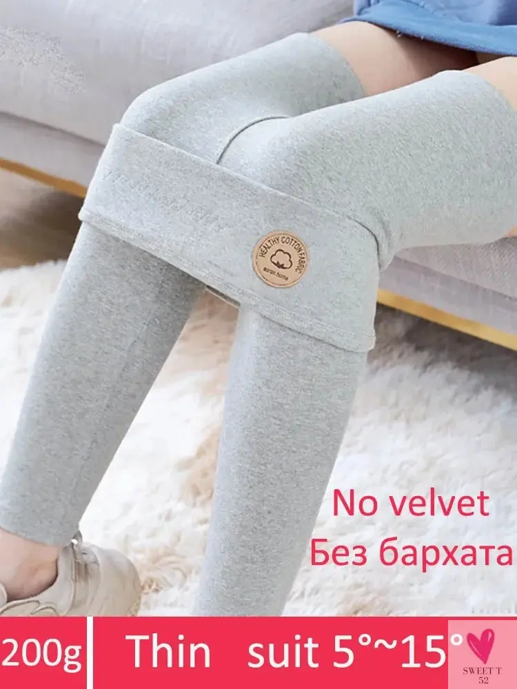 Women's Leggings with Fleece Thick Warm Velvet Cotton Tights - Female Legging Pants, Skinny Grey Thermal Leggings for Women