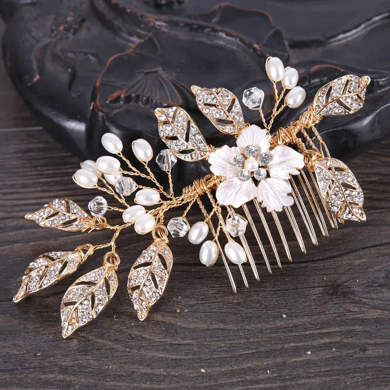 Silver/Gold/Pearl/Rhinestone Hair Accessories, Crystal Bridal Headdress/Hair Combs for Women & Girls