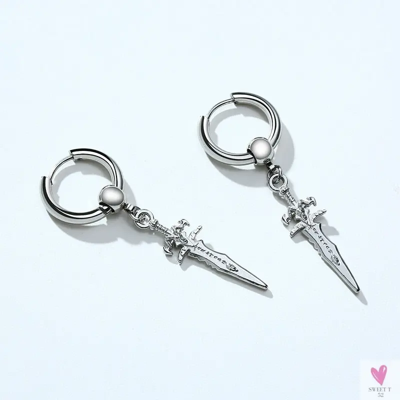 Cool Single Silver Stainless Steel Hoop Dagger Earring for Men & Boys