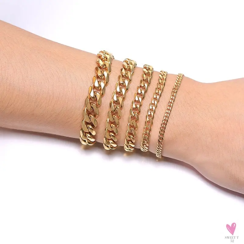 3 - 11 mm Chunky Miami Club Chain Bracelet for Men, Stainless Steel Cuban Link Chain Wristband, Classic Punk Heavy Metal Jewelry