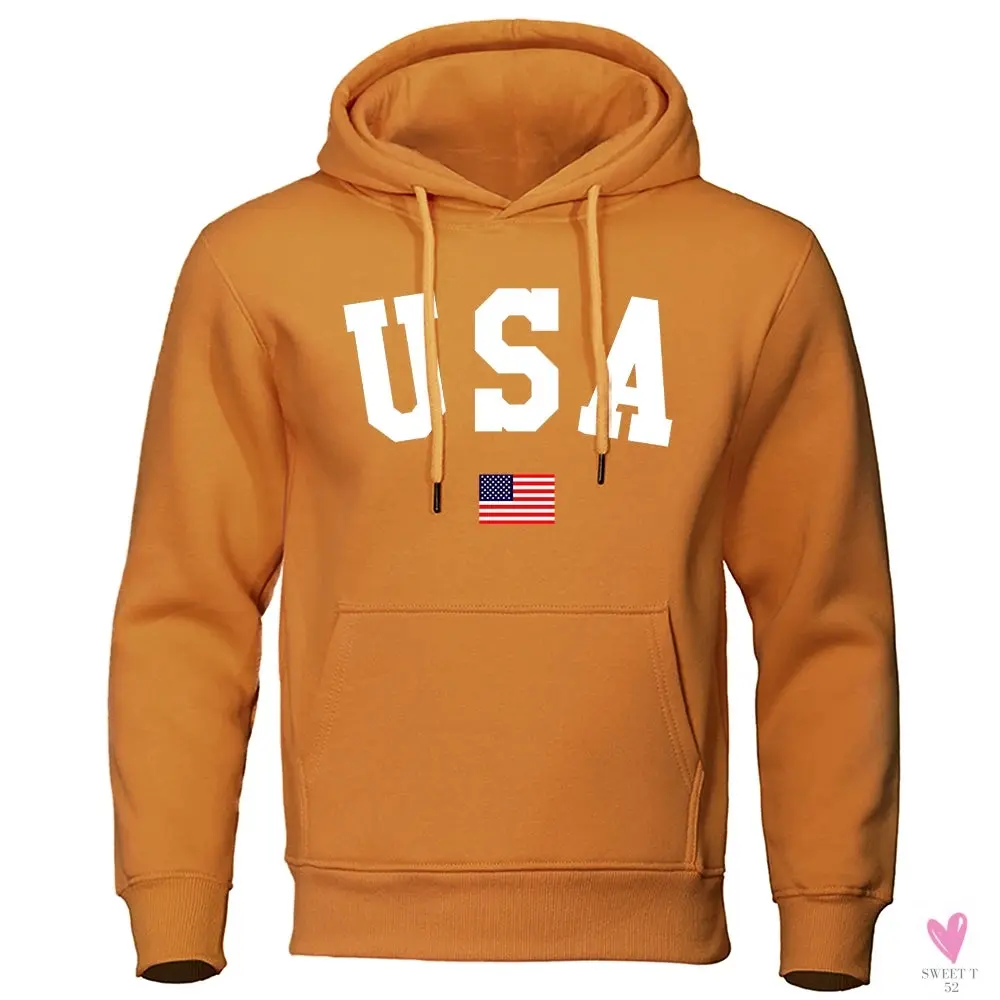 USA Hoodie/Sweatshirt for Men and Women, Anti-Wrinkle, Long Sleeves with Pockets, Pullovers