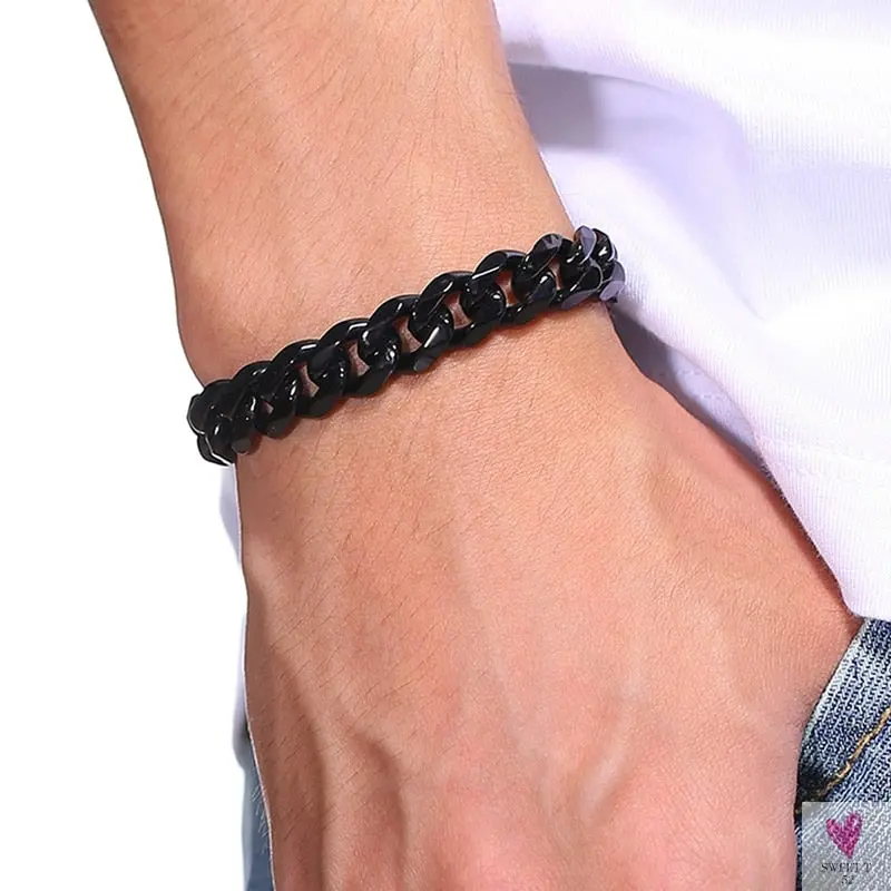 Wide Curb Cuban Basic 3/5/7/9/11mm Chain Link Bracelets for Men/Women -  Anti Allergy Stainless Steel Wrist Wear