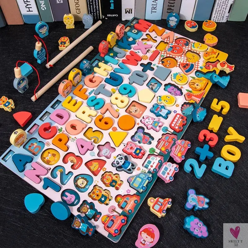 Wooden Montessori Toys - Kids Busy Board, Animal, Math, Fishing, Numbers Matching, Digital, Shapes - Educational Toys For Children