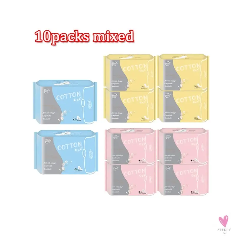 10 Pack Sanitary Napkins for Women & Girls - Menstrual Pads, Feminine Organic Panty Liners for Daily Use