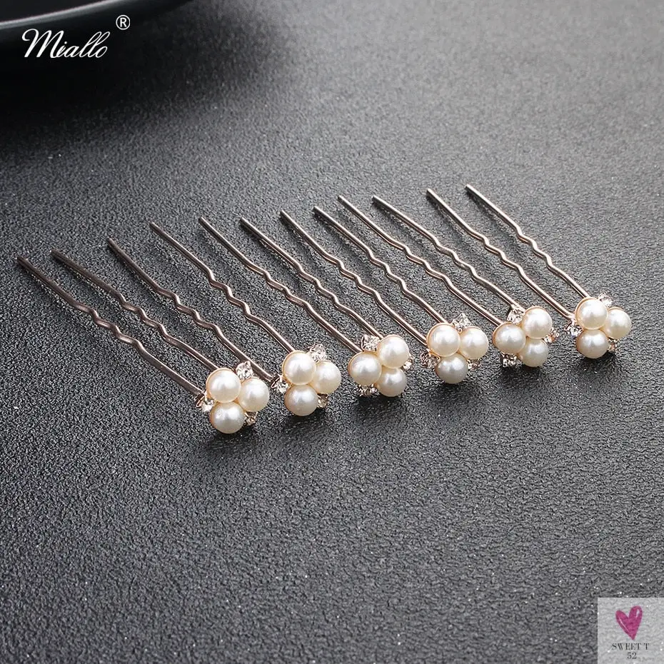 Crystal/Rhinestone/Pearl Hair Pins for Women and Girls - 6 Piece Set
