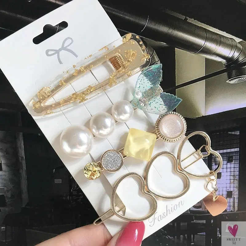 3/4pcs Set Pearl Hair Clips For Women & Girls - Geometric Crystal Hair Barrettes/Clips