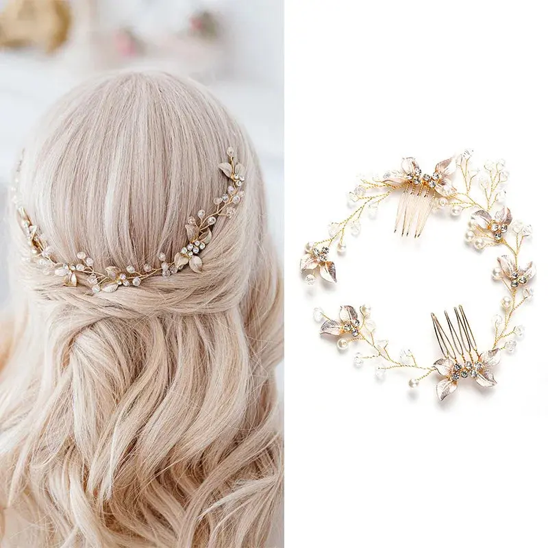 Silver/Gold/Pearl/Rhinestone Hair Accessories, Crystal Bridal Headdress/Hair Combs for Women & Girls