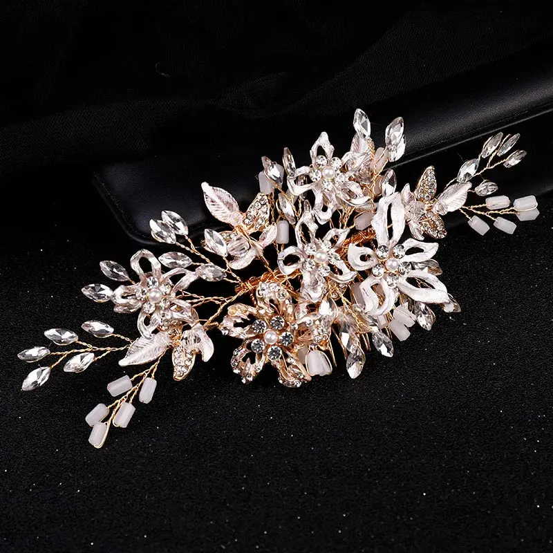 Luxury Crystal Pearl Flower Hair Comb/Headband/Tiara For Women & Girls - Bridal Wedding Hair Accessories/Hair Jewelry