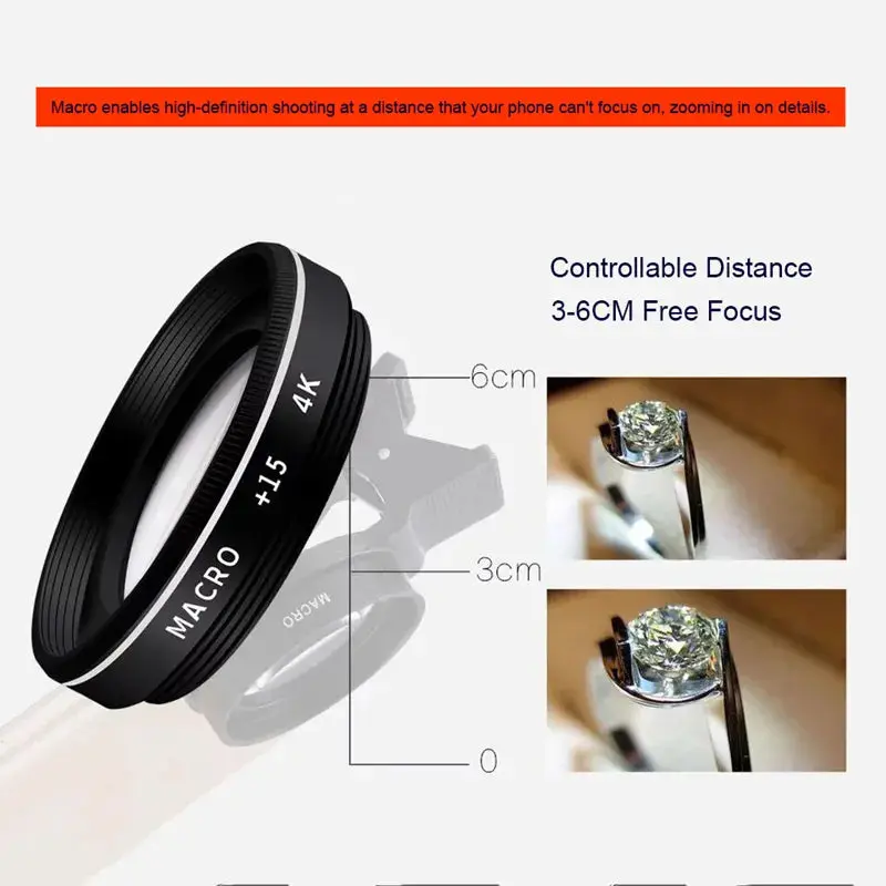 37MM 15X Macro Lens 4K HD Professional Photography Phone Camera Lens - 30X Macro Lens for Smartphone