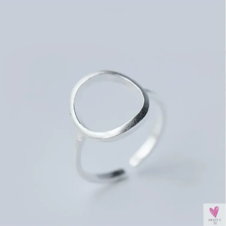 Geometric Circle - Open Adjustable Rings For Women & Girls - Micro Pave, Feather, Leaves, Wave, Cat, Femme Finger Rings