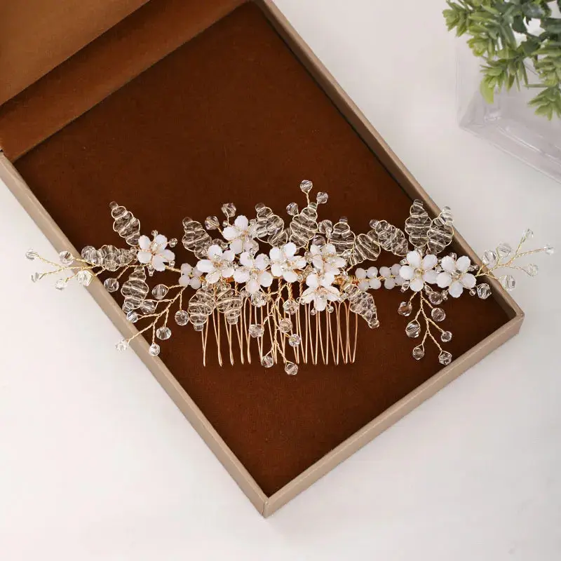 Silver/Gold/Pearl/Rhinestone Hair Accessories, Crystal Bridal Headdress/Hair Combs for Women & Girls