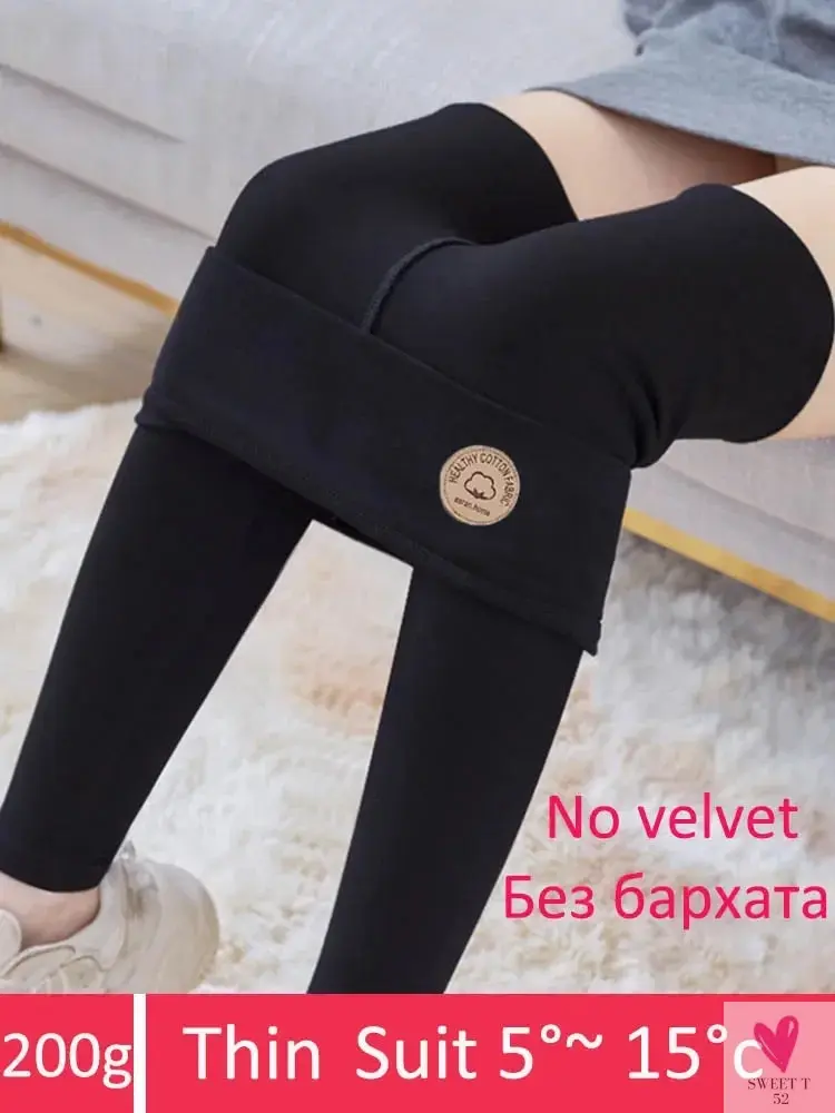 Women's Leggings with Fleece Thick Warm Velvet Cotton Tights - Female Legging Pants, Skinny Grey Thermal Leggings for Women
