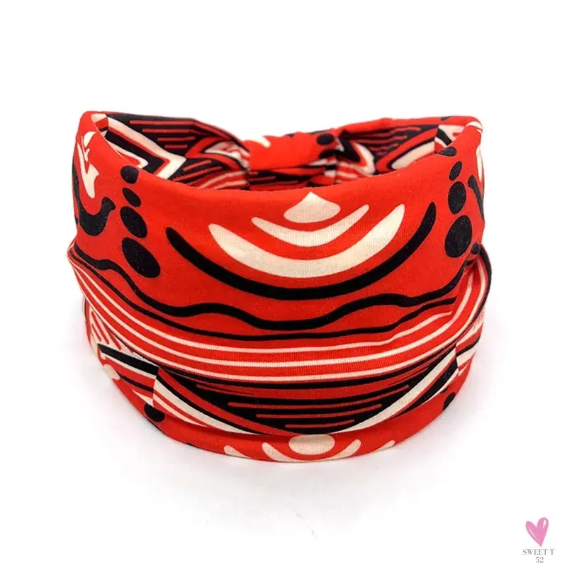 African and Bohemian Twisted Wide Cotton Stretch Headbands for Women & Girls - Headwrap/Turban Headwear, Bandana Headbands