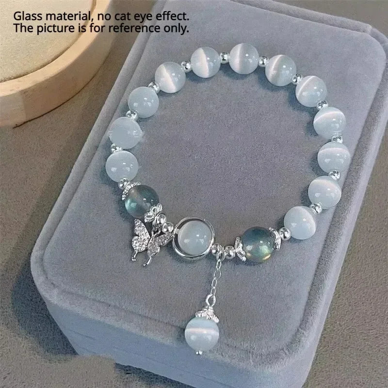 2025 New Trendy Red Beaded Chain Bracelet for Women. Simple Hollow Butterfly Pendant Bracelet Jewelry