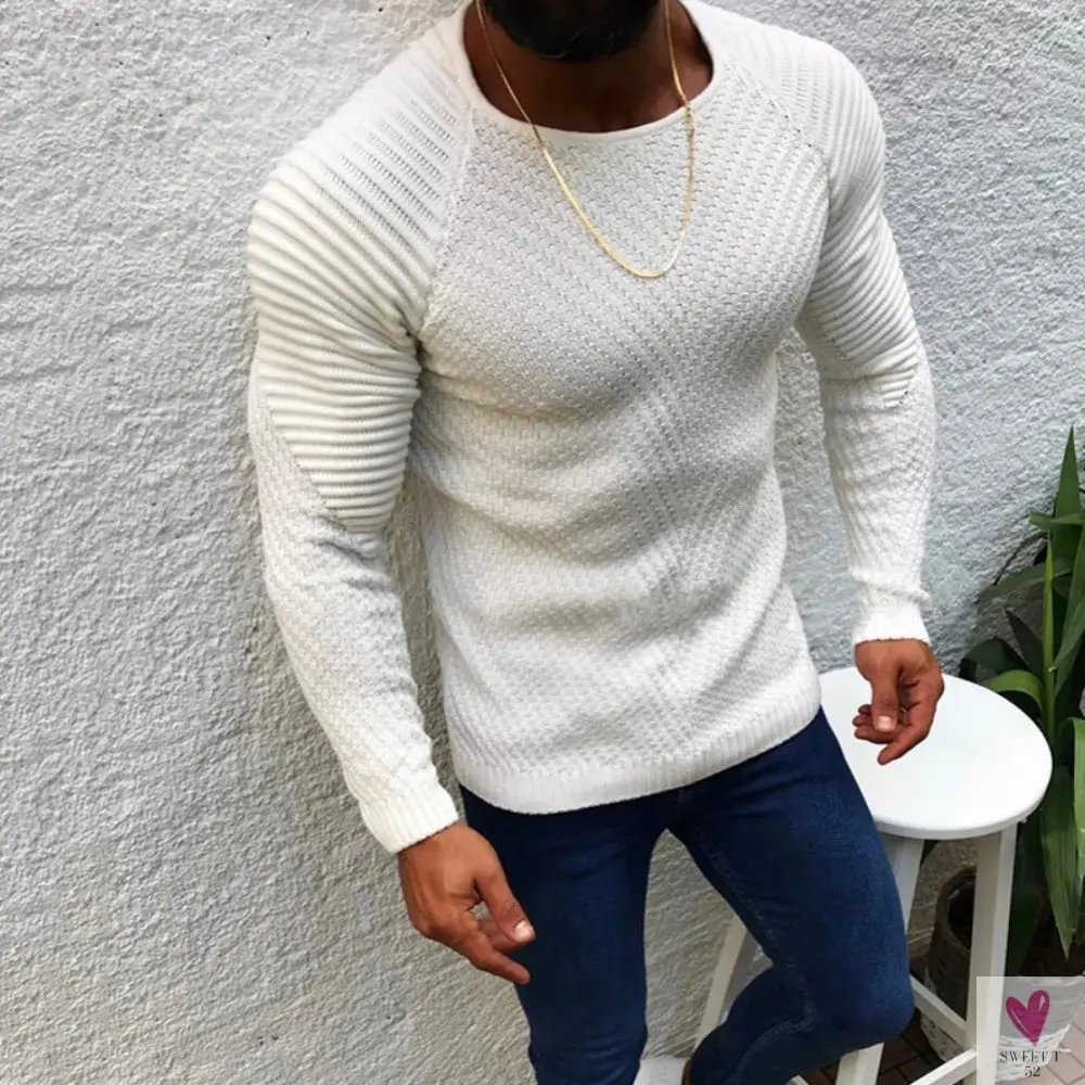 Men's O-Neck Pullover, Solid Color, Long Sleeve, Warm, Slim Sweaters. Men's Sweaters/Male Clothing