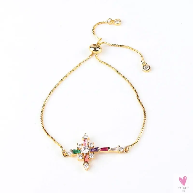 Gold Filled Baguette Cubic Zirconia Bracelet for Women and Girls - Rainbow Luxury jewelry - Tennis Style