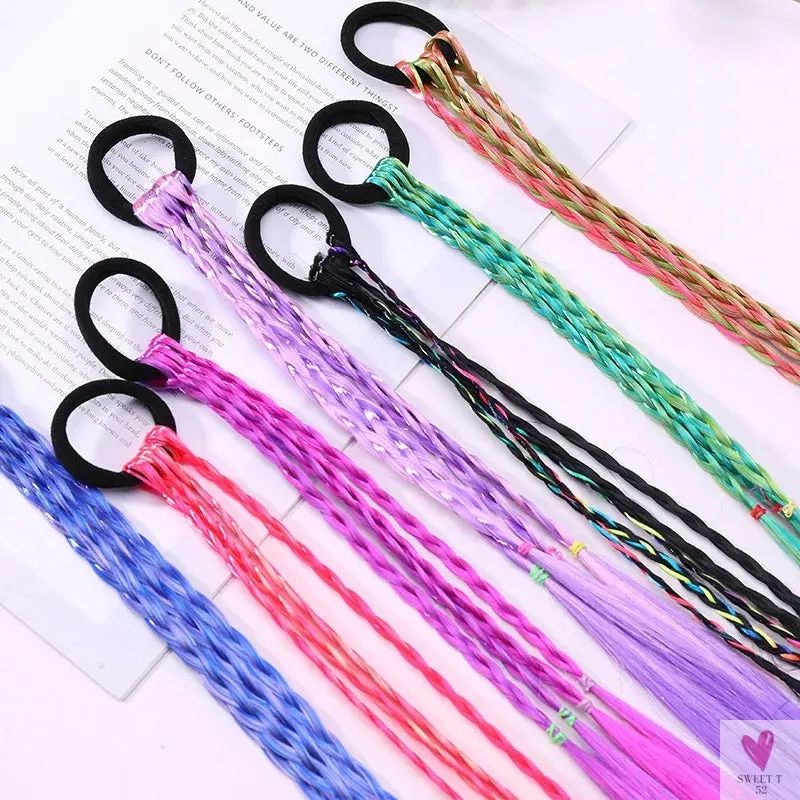 Girl's Colorful Ponytail Wig Headbands - Rubber Bands Headwear - Kids Hair Accessories/Hair Ornament