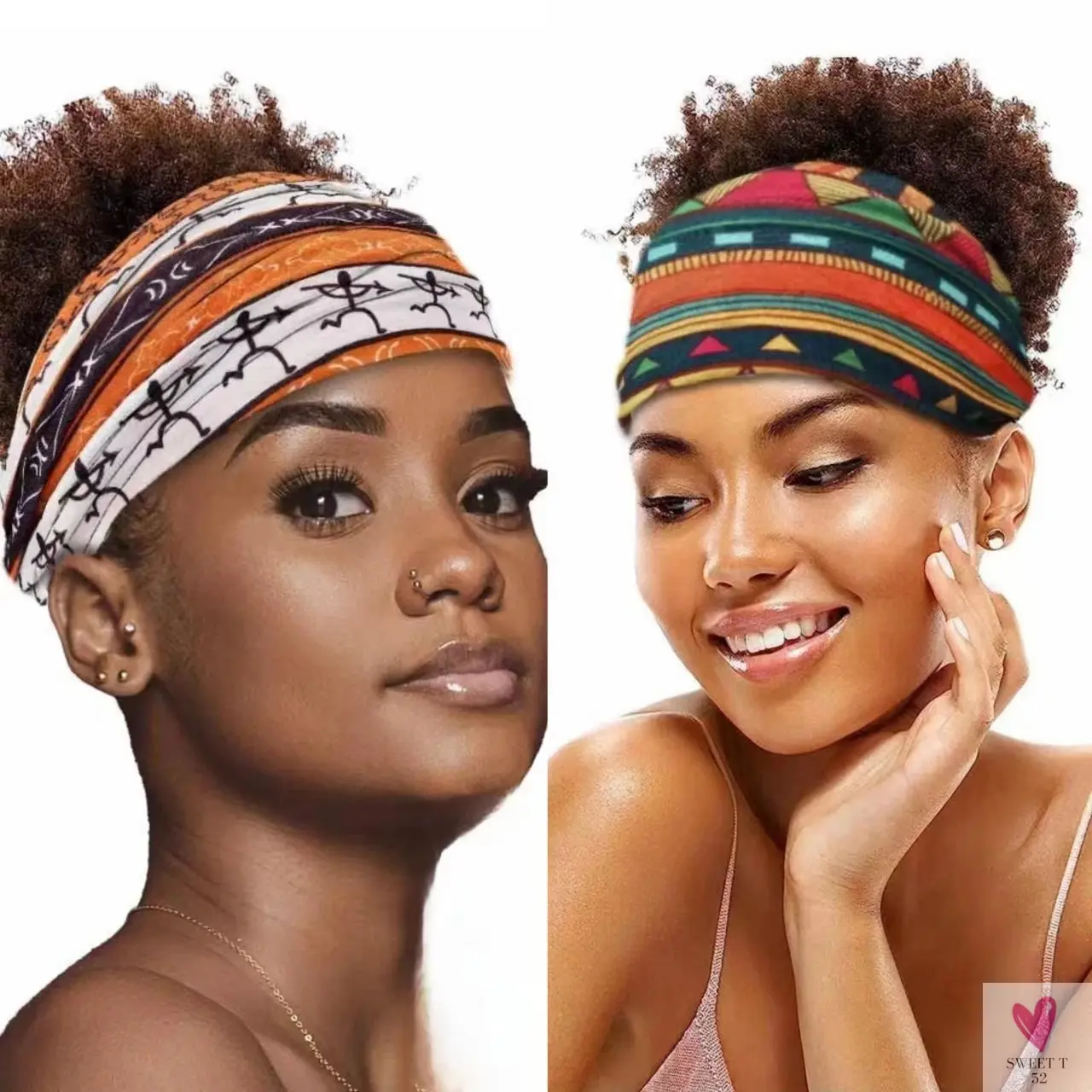 African and Bohemian Twisted Wide Cotton Stretch Headbands for Women & Girls - Headwrap/Turban Headwear, Bandana Headbands