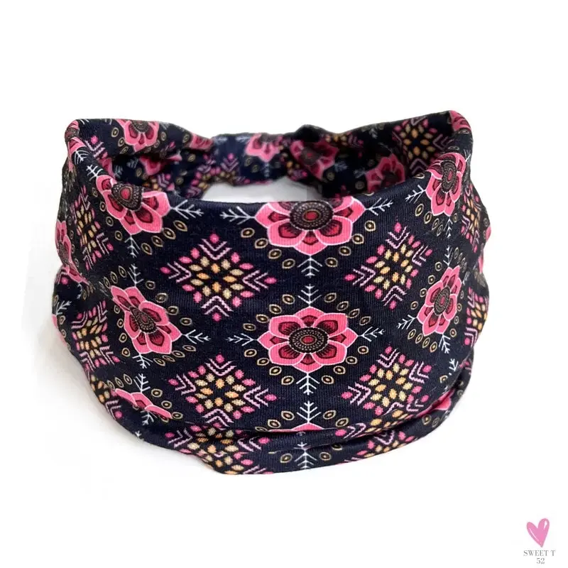 African and Bohemian Twisted Wide Cotton Stretch Headbands for Women & Girls - Headwrap/Turban Headwear, Bandana Headbands