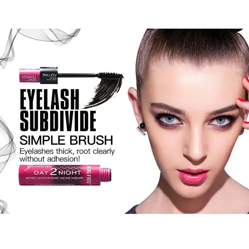 Black Curled Lashes Mascara - Lengthens Eyelashes, Extra Volume, Long Lasting Waterproof Natural, Quick Drying Female Makeup