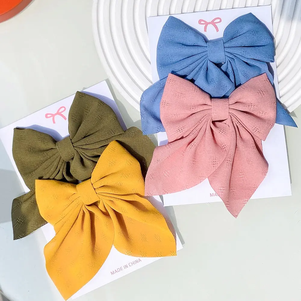 Cute Multi-Patterned and Solid Color Hair Bows/Clips for Girls in a 2 Piece Set