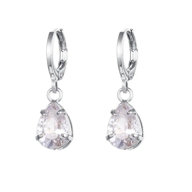 Gold Color Cute Water Drop Earrings For Women & Girls - Zircon Piercing Huggies/Hoop Dangle Earrings