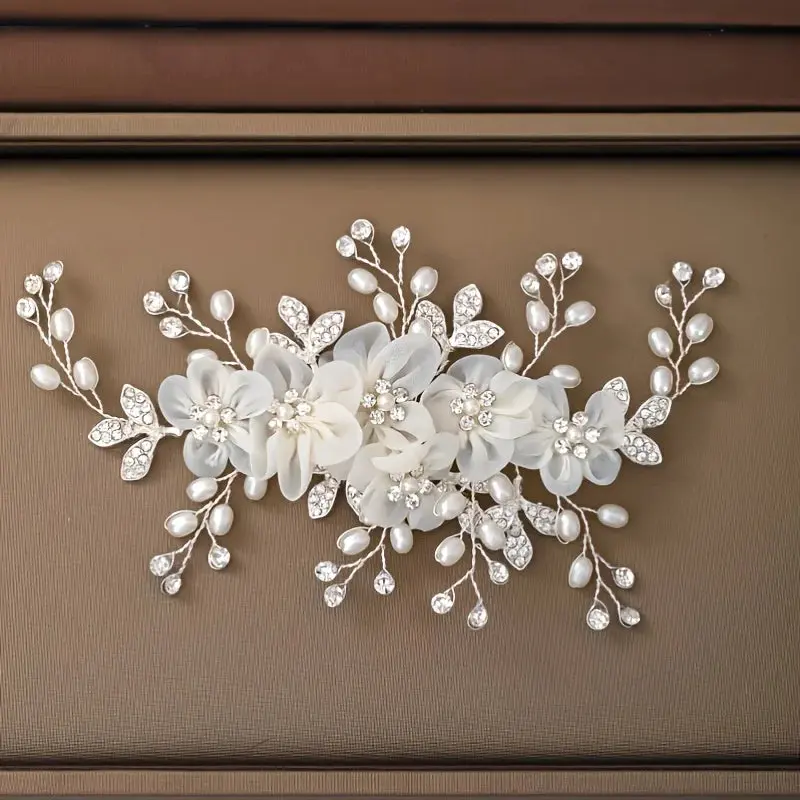Luxury Crystal Pearl Flower Hair Comb/Headband/Tiara For Women & Girls - Bridal Wedding Hair Accessories/Hair Jewelry