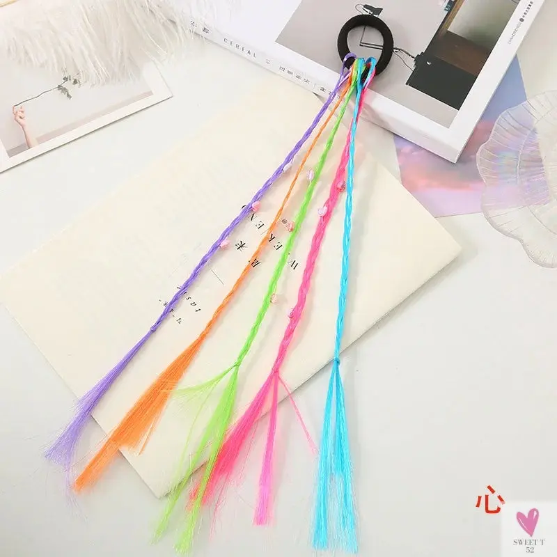 Girl's Colorful Ponytail Wig Headbands - Rubber Bands Headwear - Kids Hair Accessories/Hair Ornament