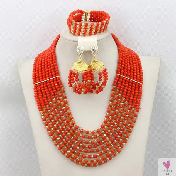 African Beads Jewelry Set - Nigerian Wedding African Beads Jewelry
