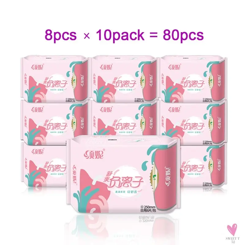10 Pack Sanitary Napkins for Women & Girls - Menstrual Pads, Feminine Organic Panty Liners for Daily Use