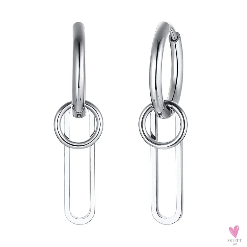 Cool Single Silver Stainless Steel Hoop Dagger Earring for Men & Boys