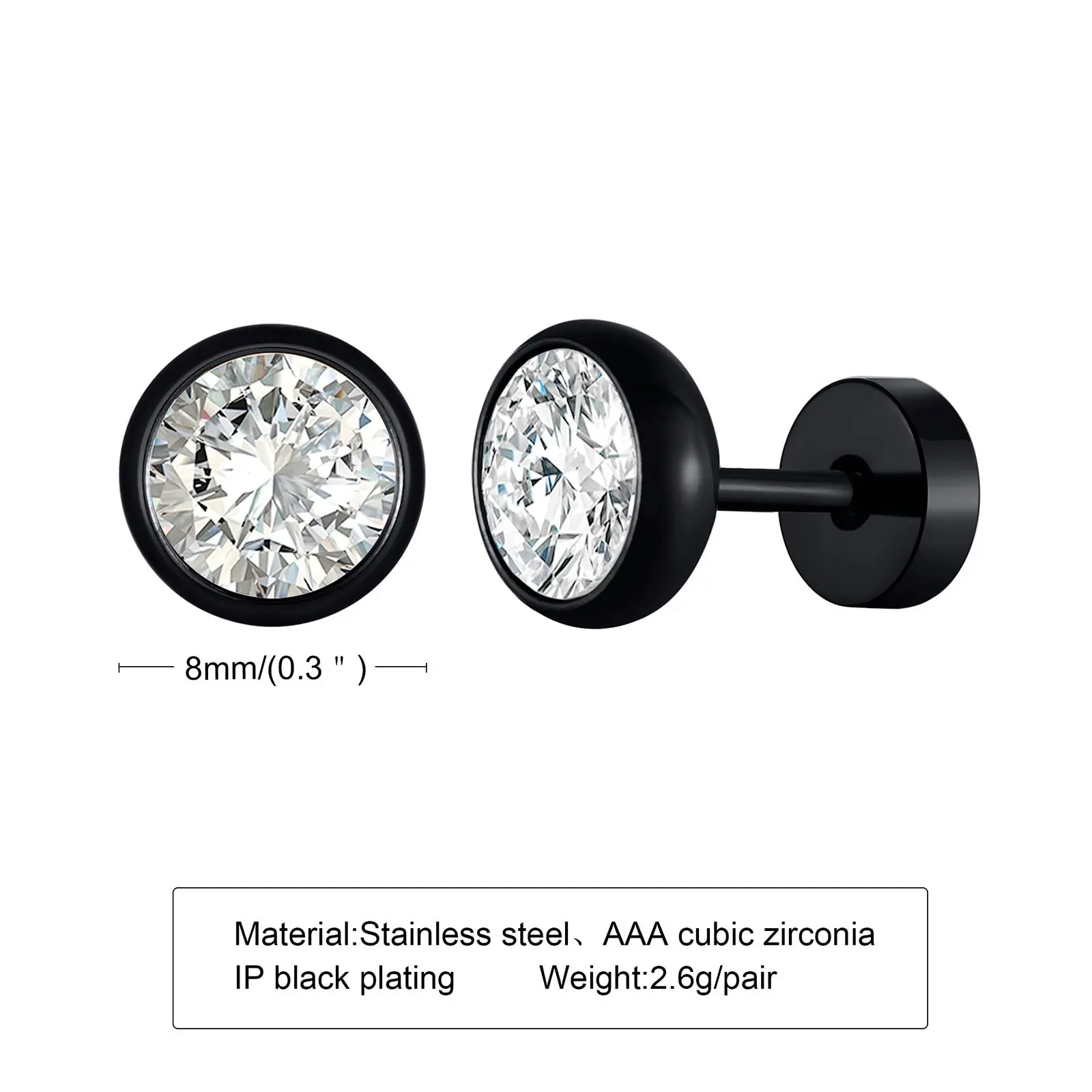 Stud Earrings in Stainless Steel for Men and Women - Hip Hop Earrings