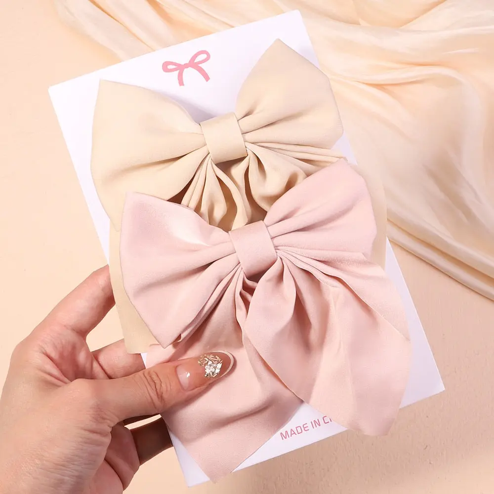 Cute Multi-Patterned and Solid Color Hair Bows/Clips for Girls in a 2 Piece Set